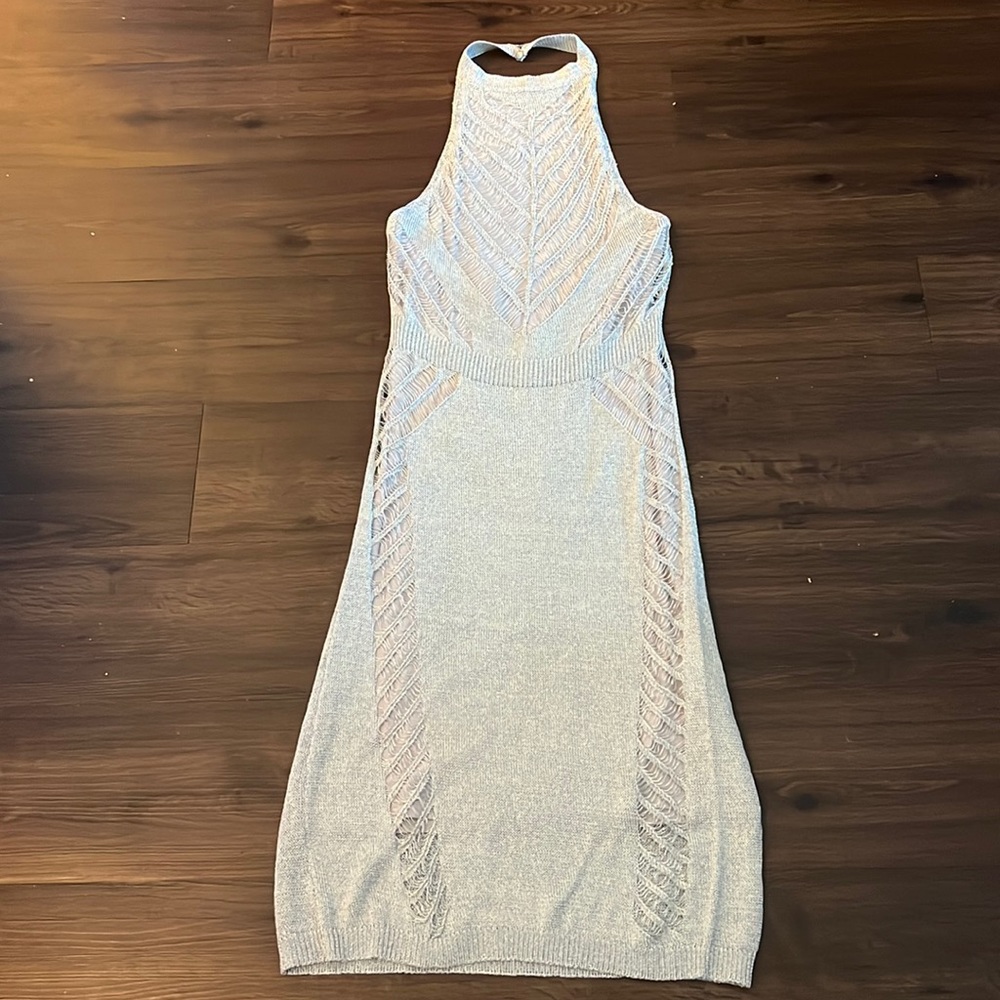 Bebe Gold Shimmery Backless Dress